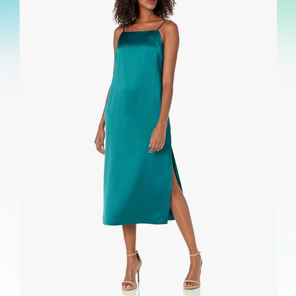 NWT Trina Turk Satin Slip Dress – Teal – Size 6